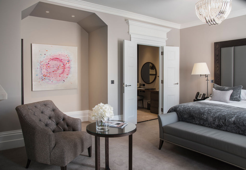 Interior hotel homes luxury rooms painting original art 